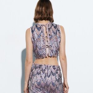 Zara Purple Sequin Crop Top